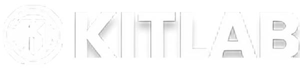 White 'KITLAB' logo on a black background